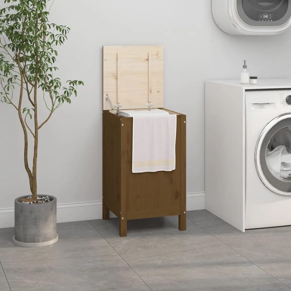 Contenitore Per Bucato Ambra 44x44x76 Cm Legno Massello Pino /