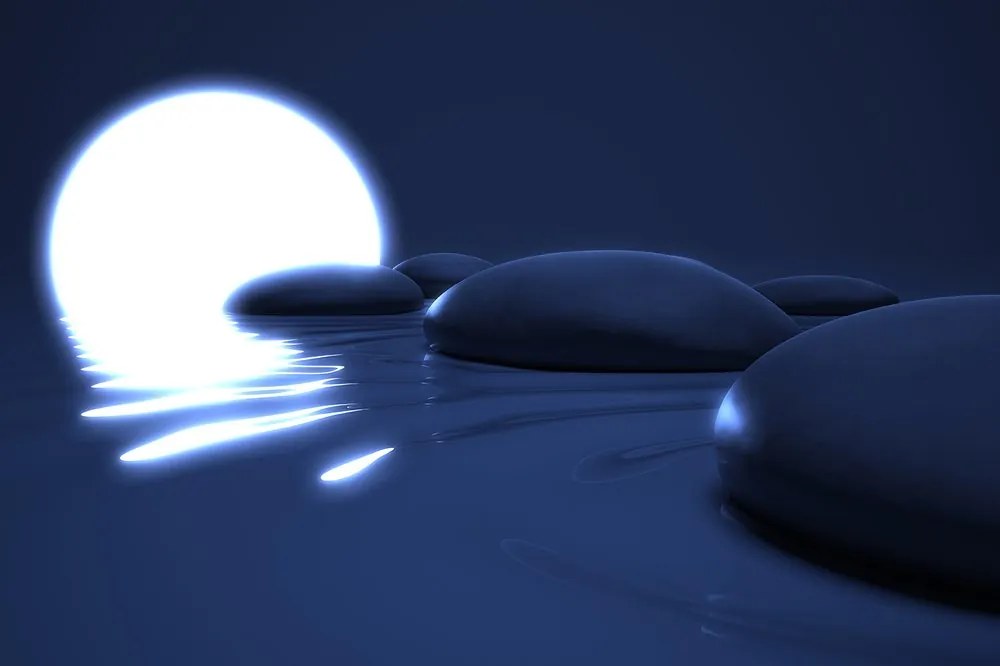 Carta da parati – Pietre Zen e luna piena