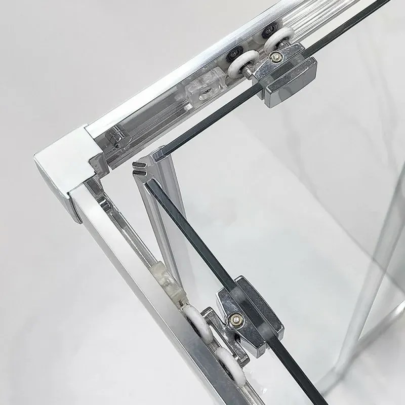 Box doccia 3 lati 70x150x70 cm con doppia porta scorrevole in vetro serigrafato Ted