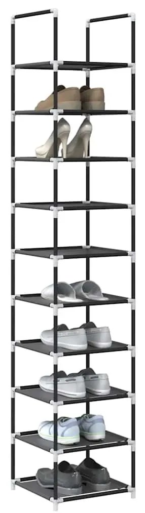 Scarpiera 10 Ripiani Nera 33x33x174 Cm İn Tessuto Non Tessuto /