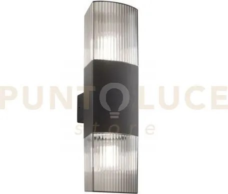 Applique biemissione dark antracite e fume' 2 luci attacco e27 ip54...