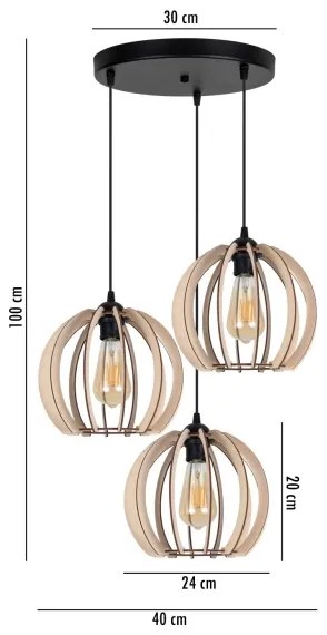 Lampadario su filo DORO 3xE27/60W/230V