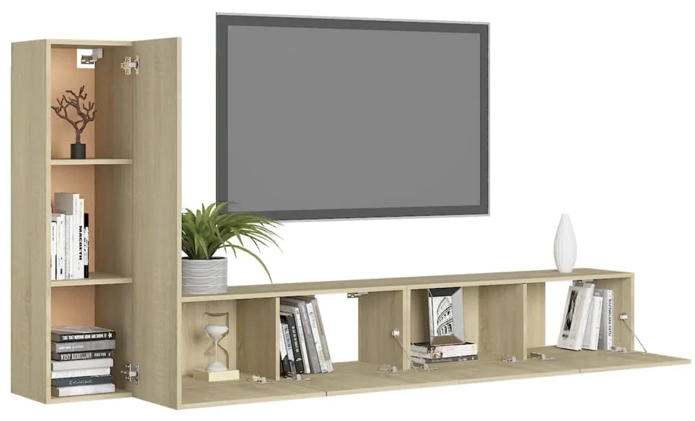 Set porta tv 3 pz rovere sonoma in truciolato