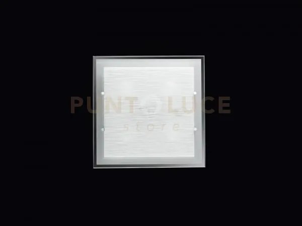 Plafoniera vetro bianco striato 4 luci attacco e27 in metallo e all...