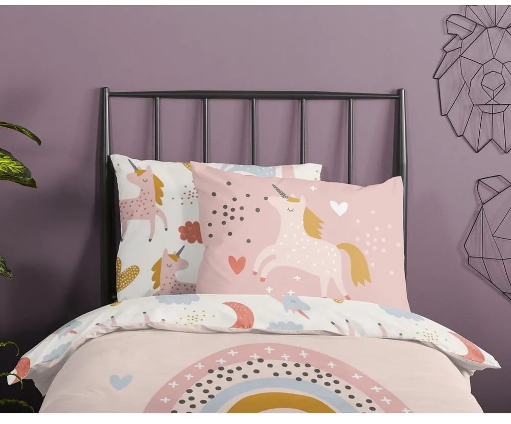 Biancheria da letto in cotone per bambini Unicorno, 140 x 220 cm - Good Morning