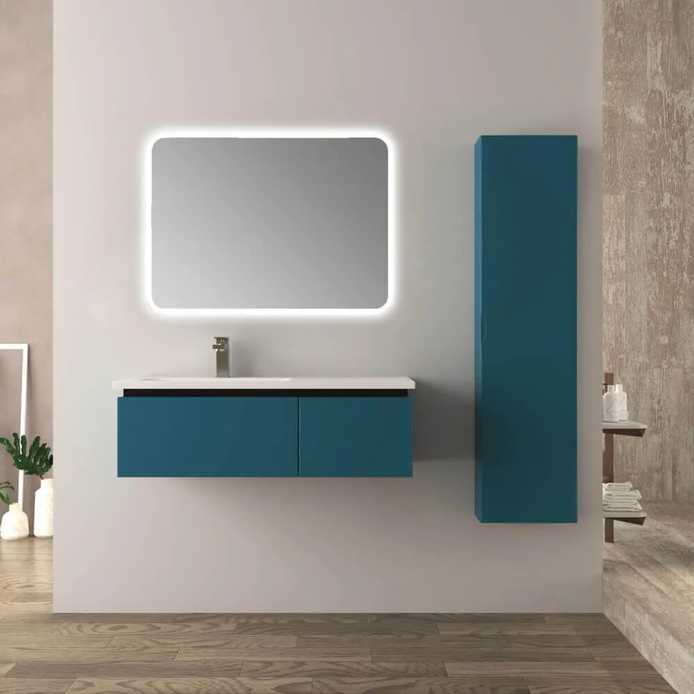 Mobile da bagno blu petrolio 100 cm Mono Slide