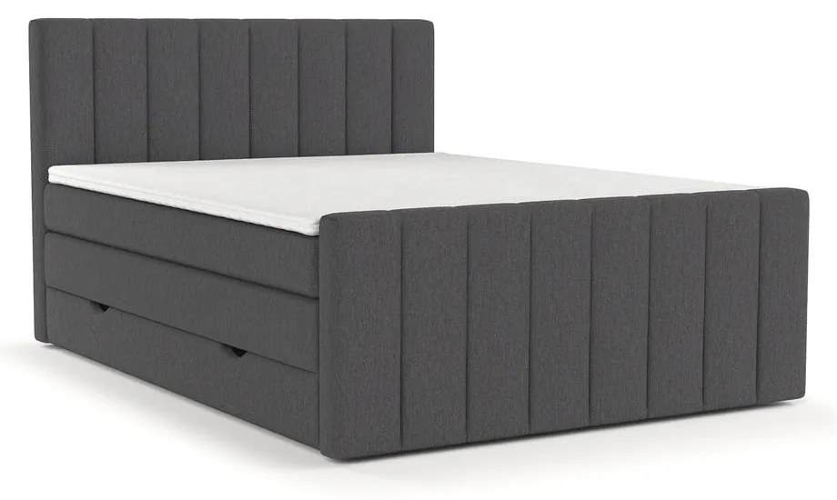 Letto boxspring grigio con contenitore 200x200 cm Ruby - Maison de Rêve