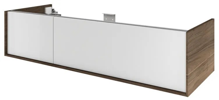 Mobile da bagno sotto lavabo SENSEA Neo Frame bianco e noce laccato lucido L 135 x H 32 x P 48 cm 2 cassetti, lavabo non incluso