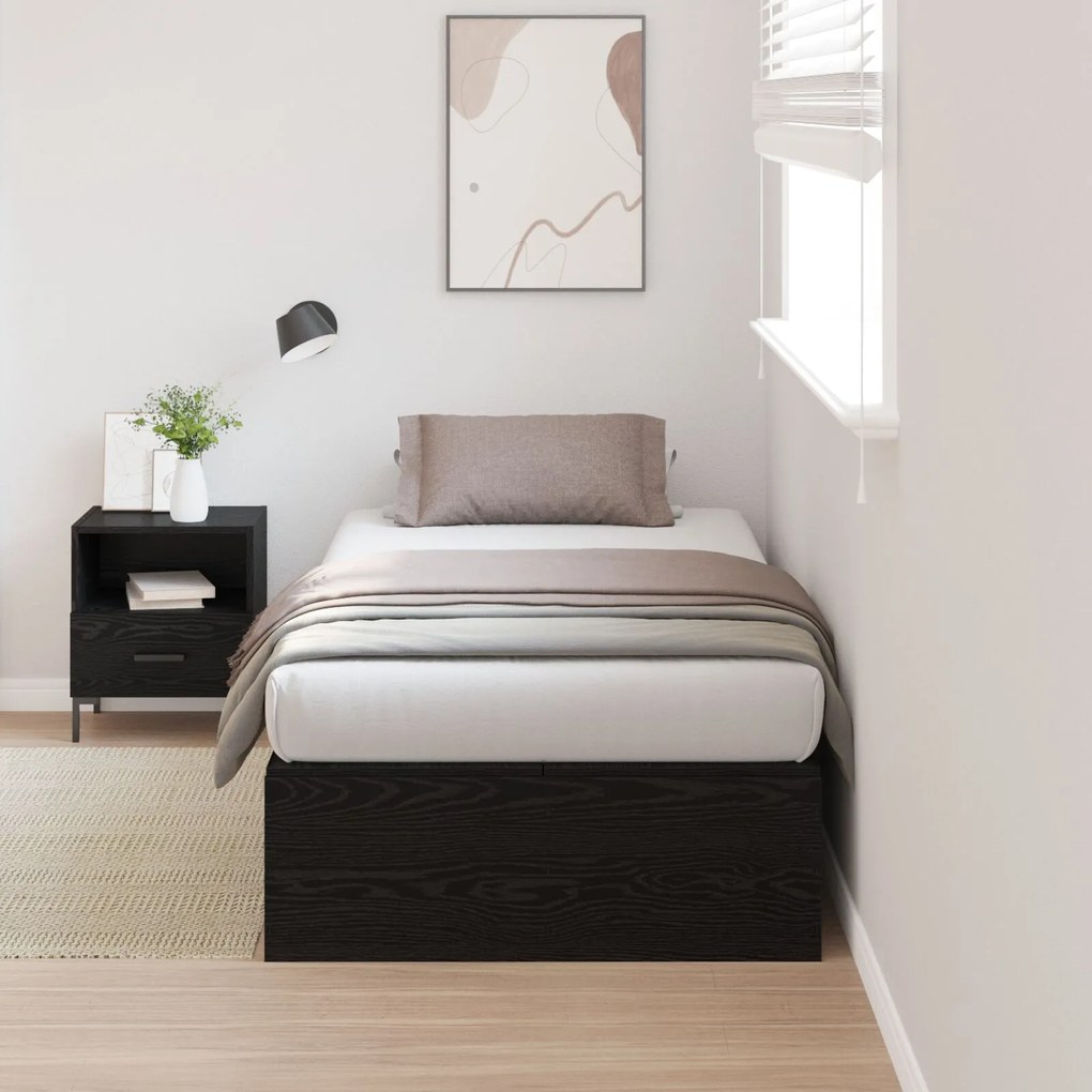 Struttura letto rovere nero legno ingegnerizzato singolo
