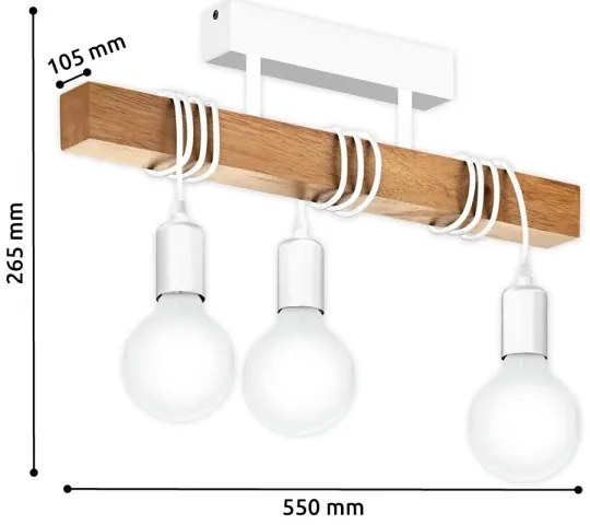 Eglo 33166 - Lampadario fisso TOWNSHEND 3xE27/60W/230V