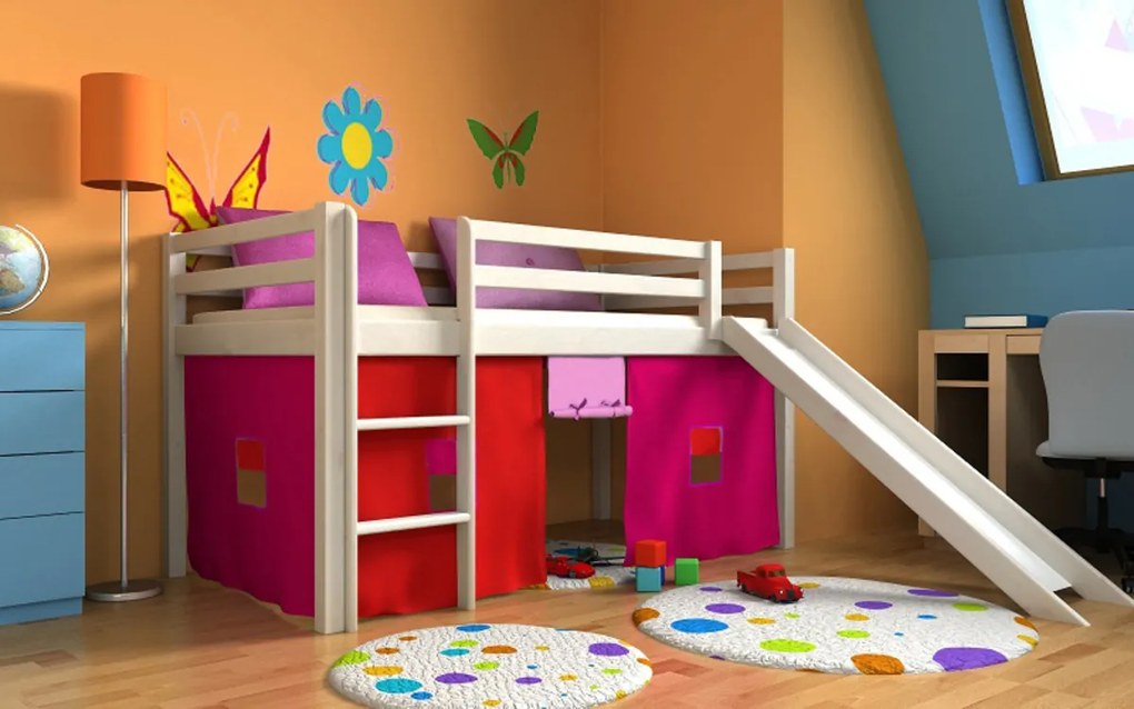 Letto soppalco bambini Ourbaby Modo con scivolo - bianco - bianca elevato letto