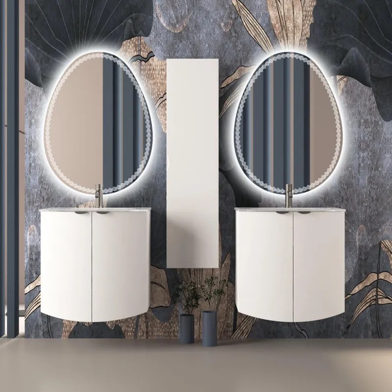 Mobile bagno sospeso con lavabo L 70 x H 70 x P 51 cm bianco opaco per vasca centrale Onda