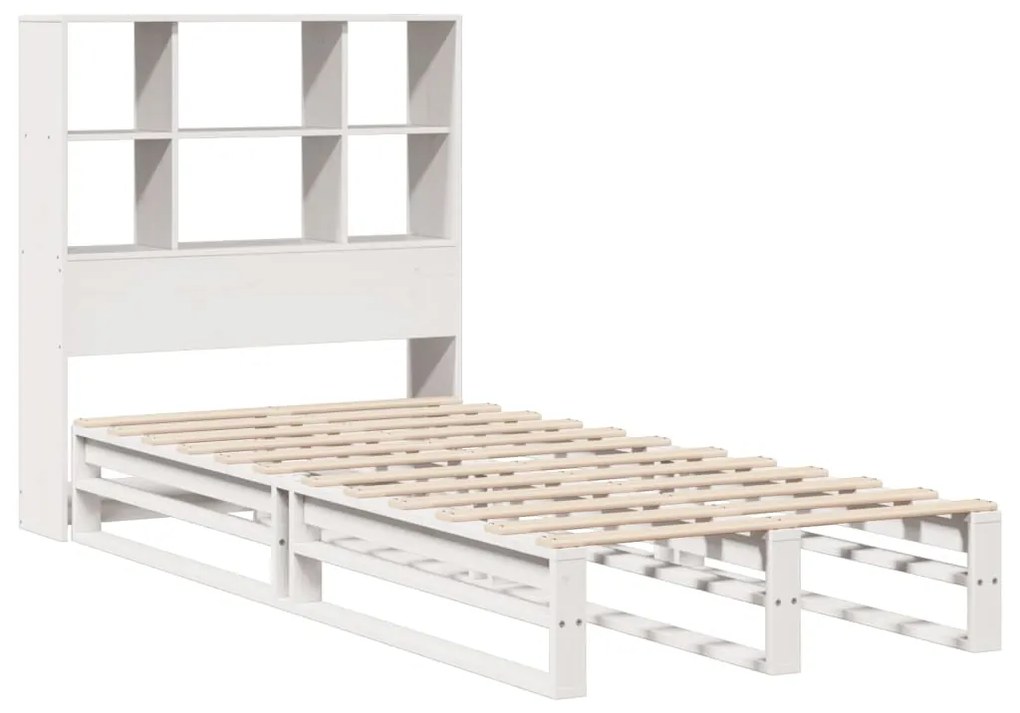 Letto libreria senza materasso bianco 90x200 cm legno massello