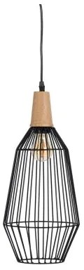 Lampadario Nero Naturale Legno Ferro 220-240 V 20 x 19,5 cm