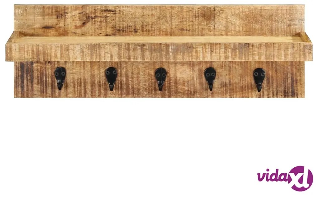 vidaXL Appendiabiti a Muro 60x15x20 cm Legno Massello di Mango Grezzo
