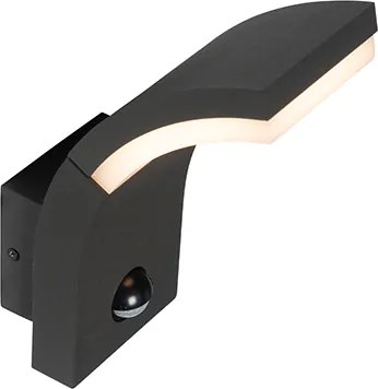 Lampada da parete per esterni antracite con LED IP54 con sensore di movimento - Litt