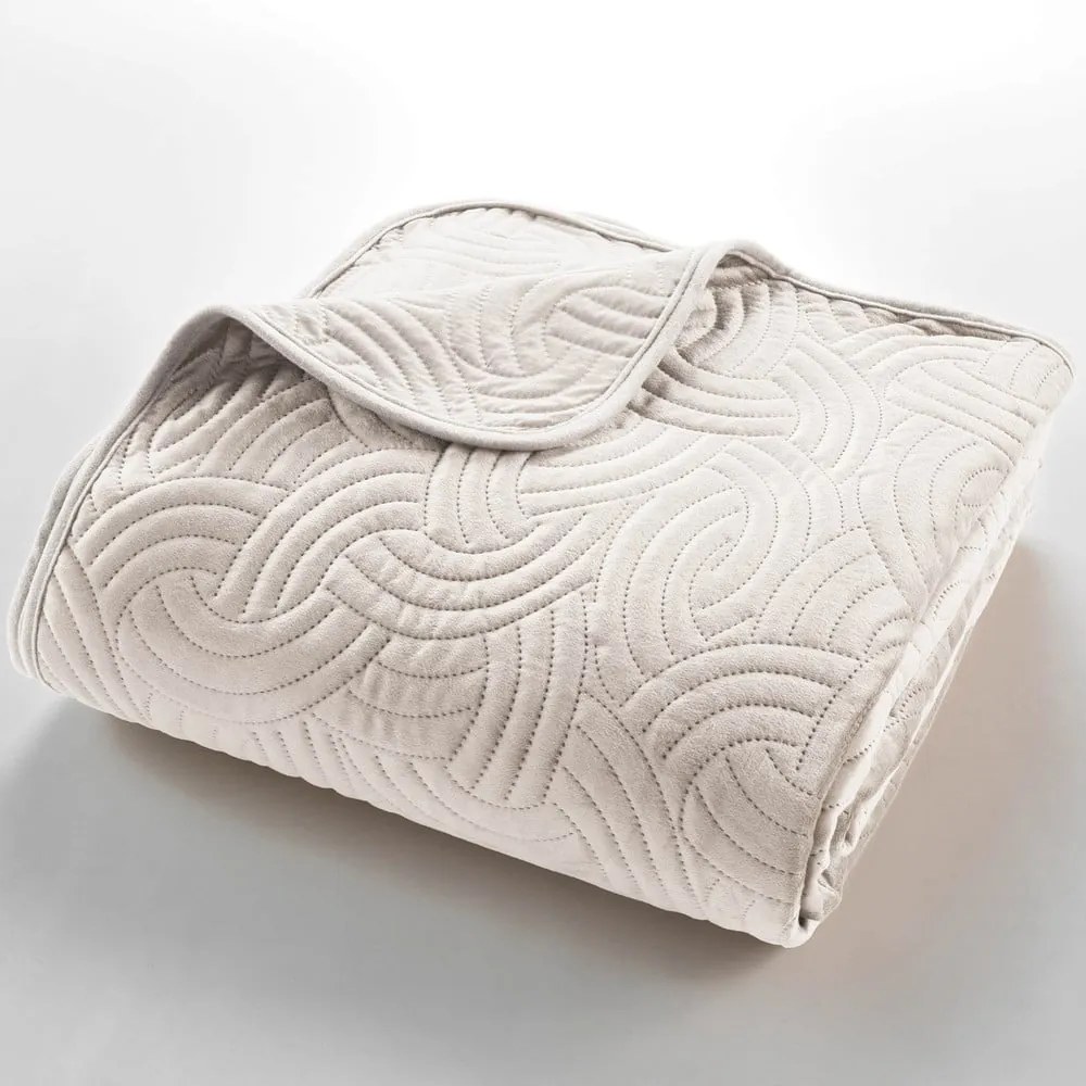 Set con copriletto e federa color crema in velluto 240x260 cm Solange – douceur d'intérieur