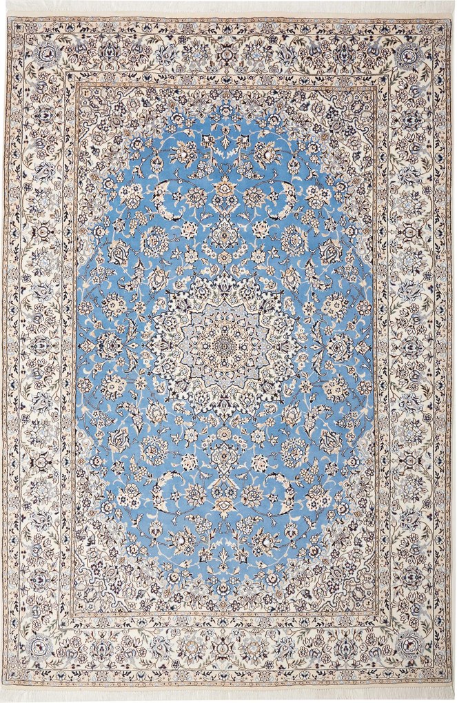 Nain Tappeto 200 x 300 Blu (Iran) Annodato A Mano