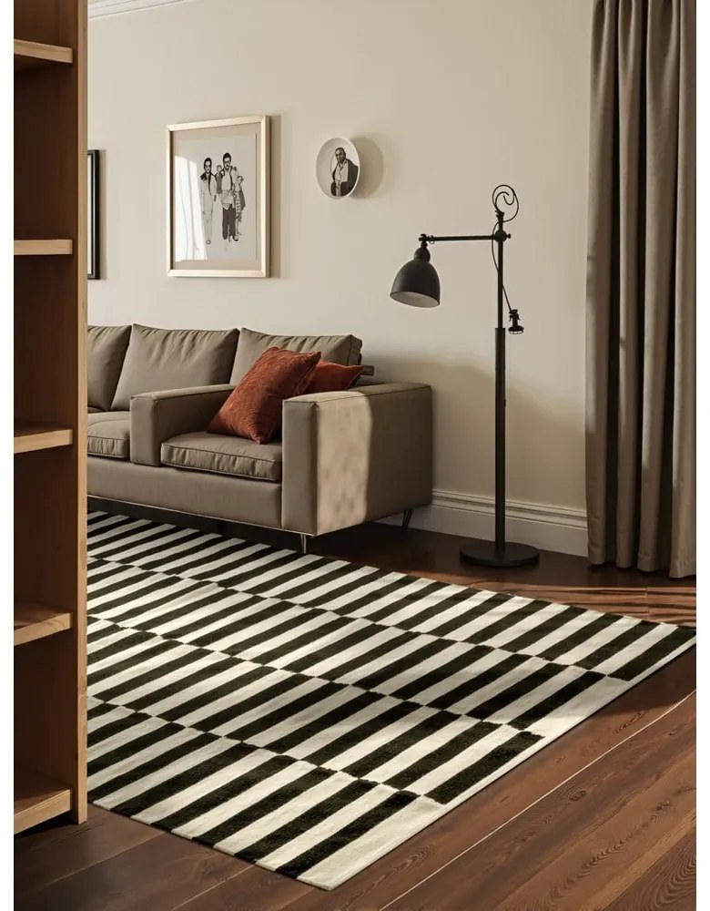 Tappeto bianco e nero in lana reversibile/tessuto a mano 200x300 cm Donna – Hanse Home