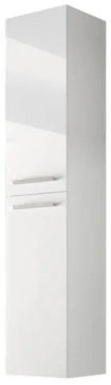 Mobile bagno sospeso 80 cm con colonna, lavabo e specchio bianco laccato - Aruba 94613