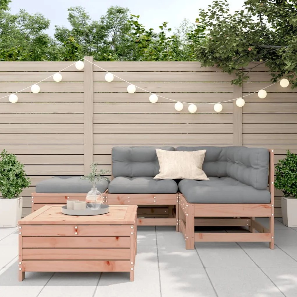 Set divani giardino 5 pz con cuscini legno massello di douglas