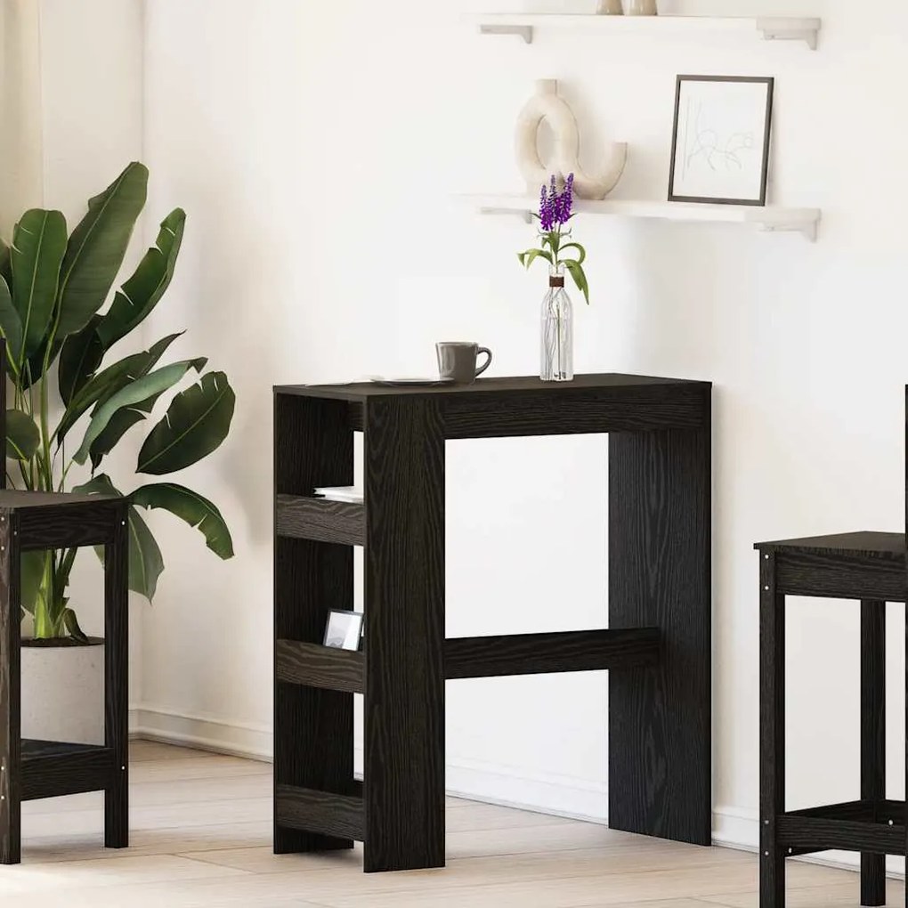 Tavolo Bar Con Rastrelliera Rovere Nero 90x40x103,5 Cm /