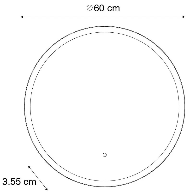 Specchio da bagno moderno nero con LED e dimmer touch - Pim