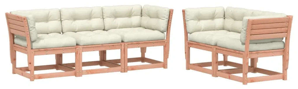 Set divani giardino 5 pz con cuscini legno massello di douglas
