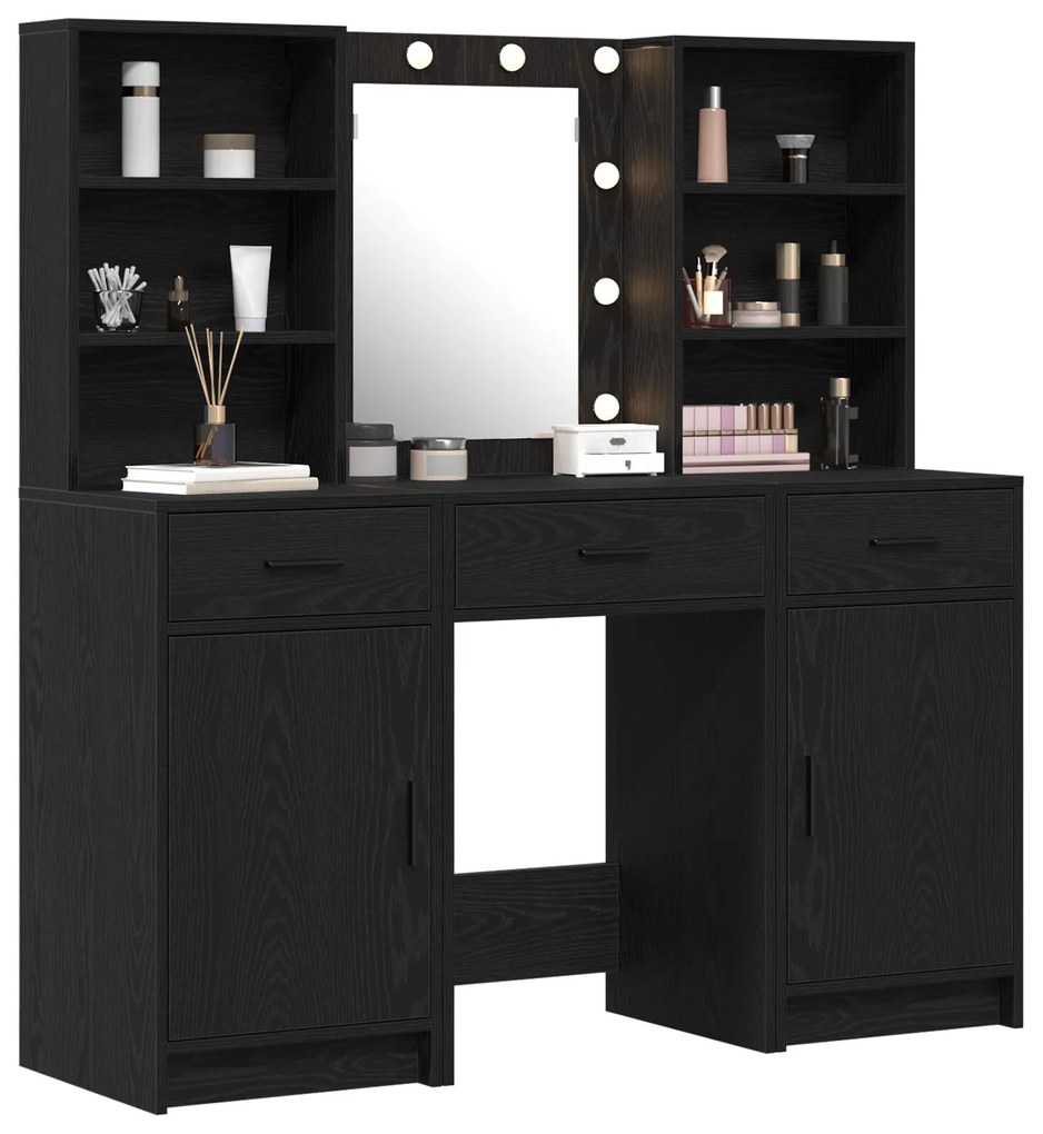 Set da toeletta 3 pezzi in legno ingengerizzato nero