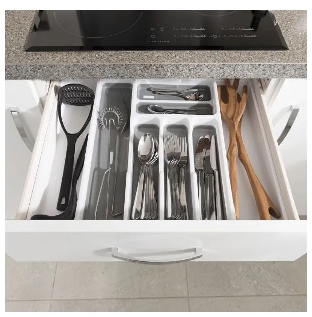 Credenza in plastica grigia e bianca per cassetto 58,5 x 41,5 cm - Addis