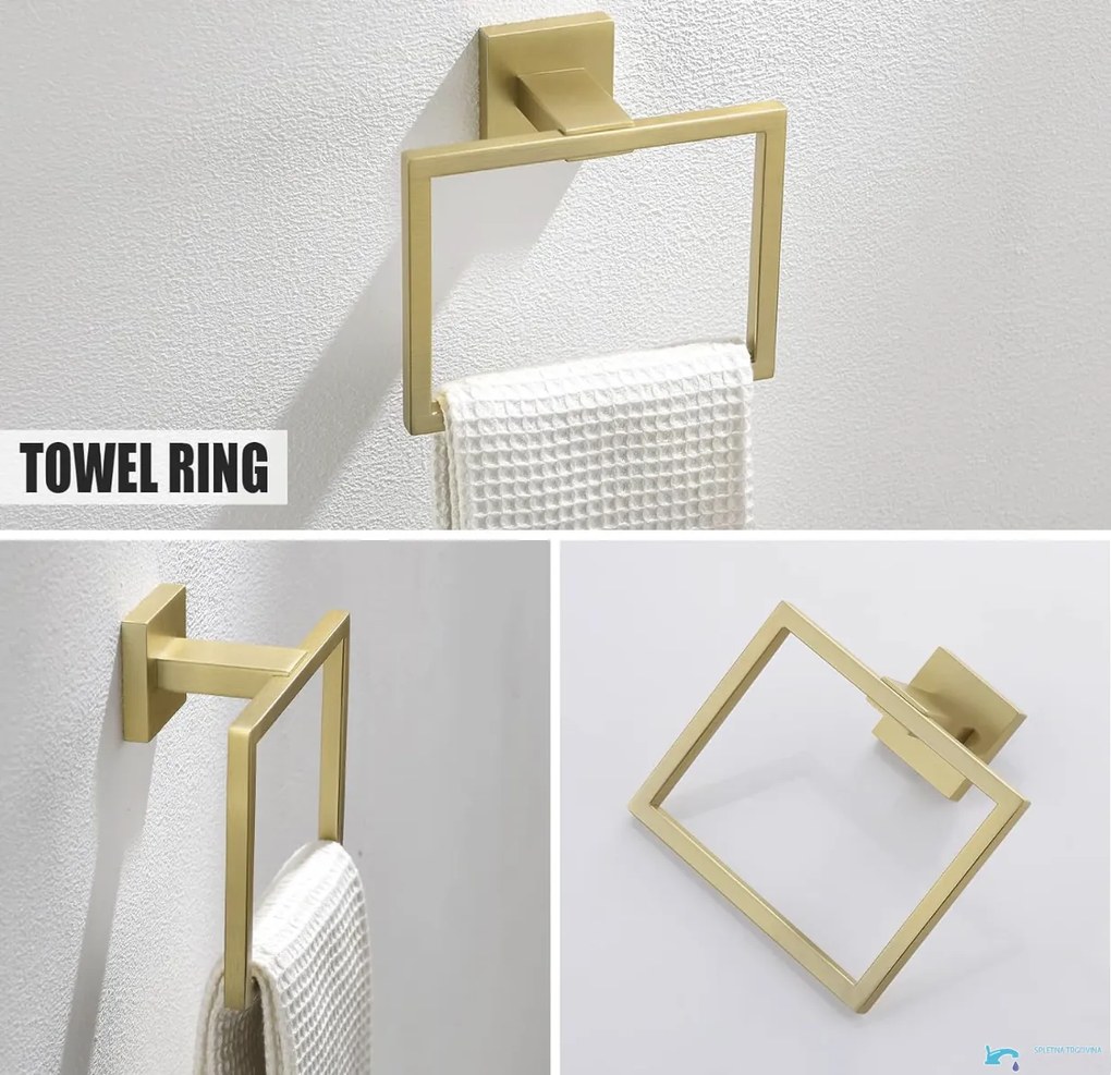 Set di accessori da bagno a parete EYN BA1214 in acciaio inox oro spazzolato