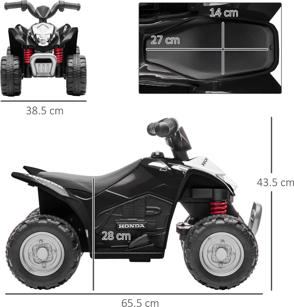 Quad Elettrico per Bambini 6V Honda TRX 250X Nero...
