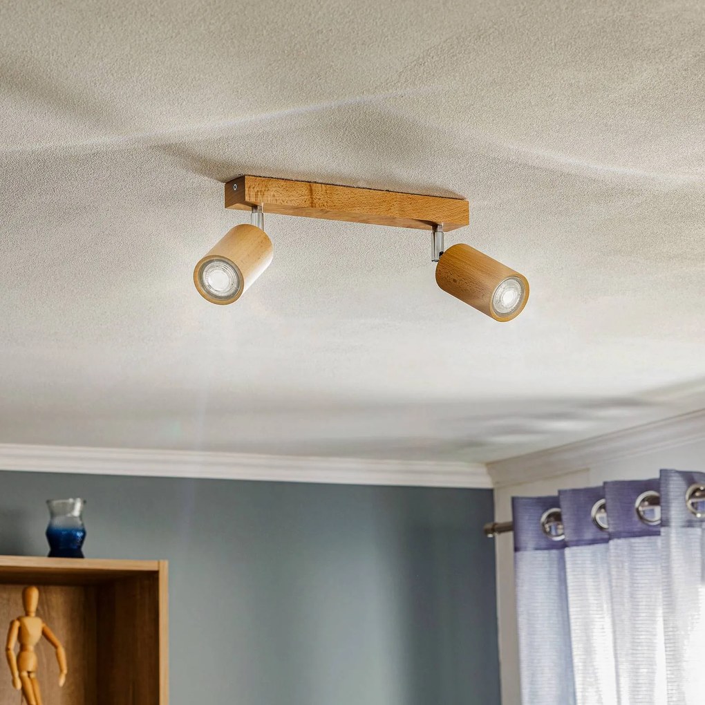 SOLLUX LIGHTING Faretto da soffitto Cre in legno, 2 luci