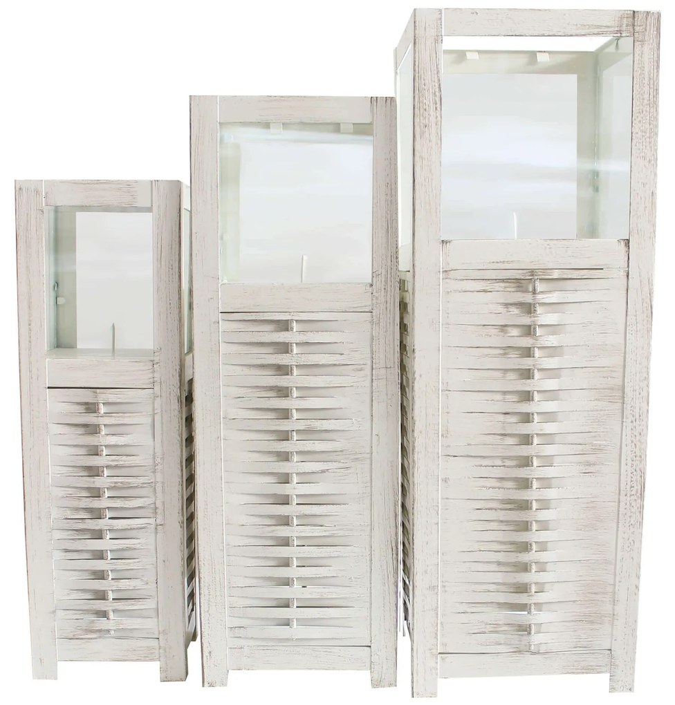 set di 3 lanterne in acciaio quadrate