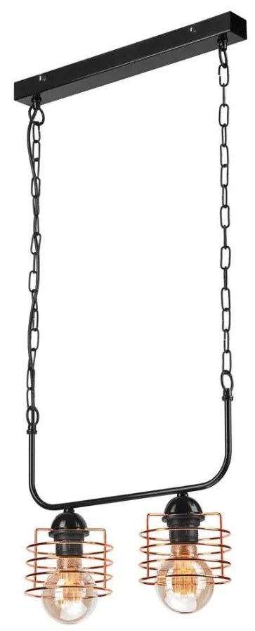 Lampadario a sospensione con catena MORGAN 2xE27/60W/230V nero/rame