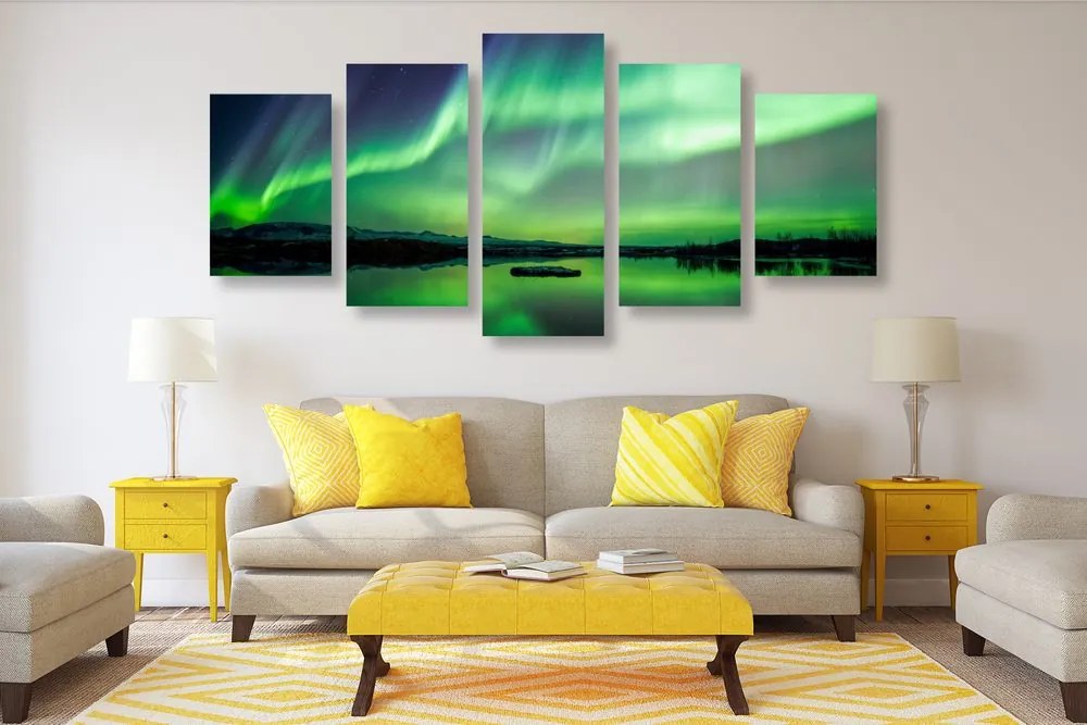 Quadri 5 pezzi – Aurora boreale