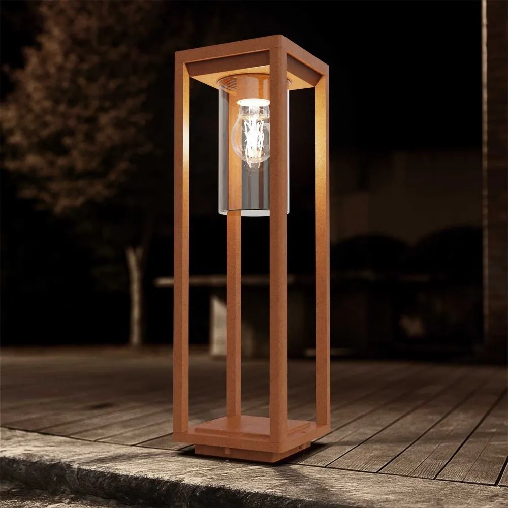 Paletto Lanterna CORTEN, 50cm, E27 - SERIE VIMO - Base E27
