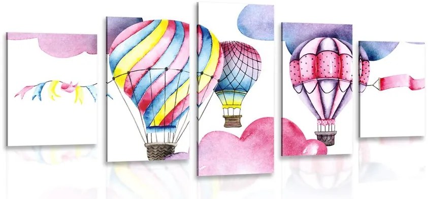 Quadri 5 pezzi – Palloncini nel vento