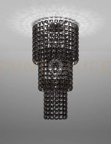Giogali lampadario a soffitto ca3 nero e cromo lucido 7 luci attacc...