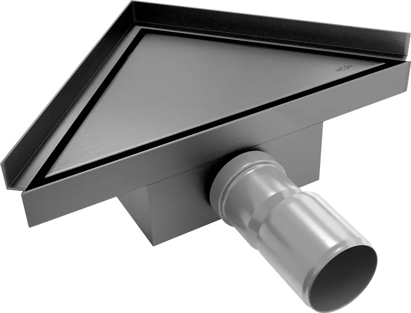 Mexen Flat-T M13 scarico a pavimento triangolare 20 x 20 cm, grigio canna spazzolato - 1E10320