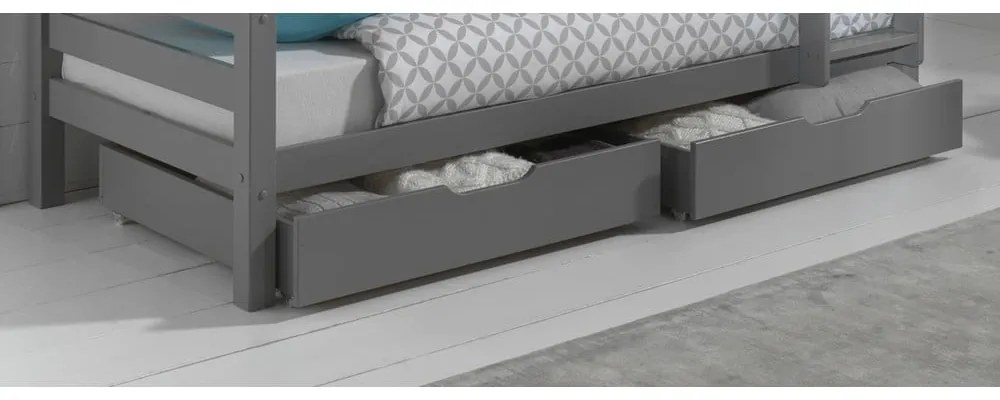 Cassetti grigi sotto il letto dei bambini 2 pezzi PINO - Vipack