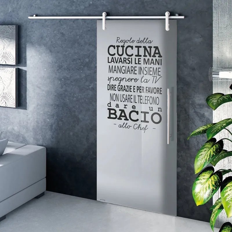 Porta scorrevole Regole in alluminio bianco e grigio, L 96 x H 215 cm Sinistra