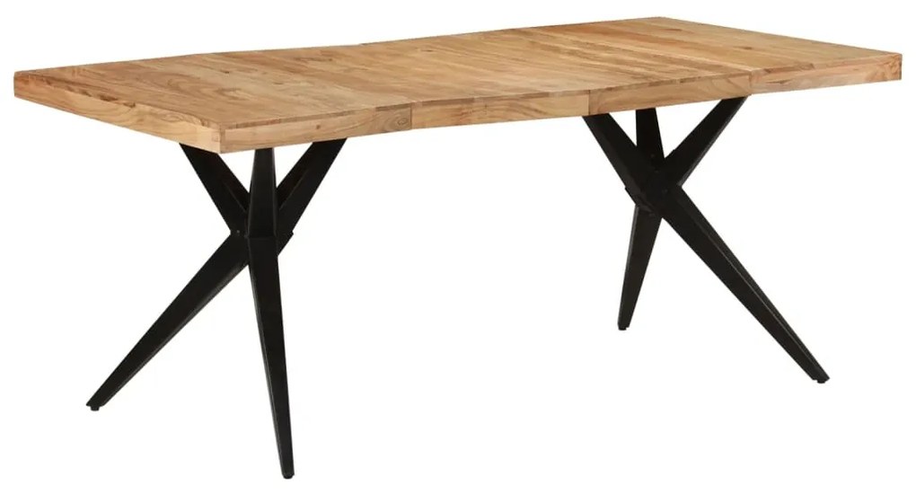 Tavolo Da Pranzo Nero 180x90x77 Cm İn Legno Massello Dacacia /