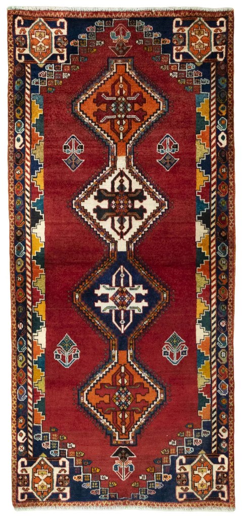 Gabbeh Tappeto 90x200 Rosso (Iran) Annodato A Mano