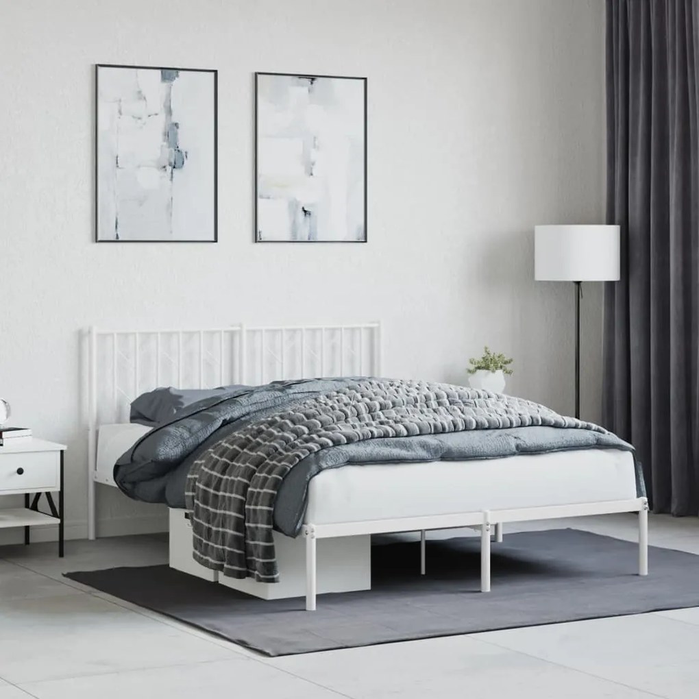 Giroletto Con Testiera Metallo Bianco 135x190 Cm /