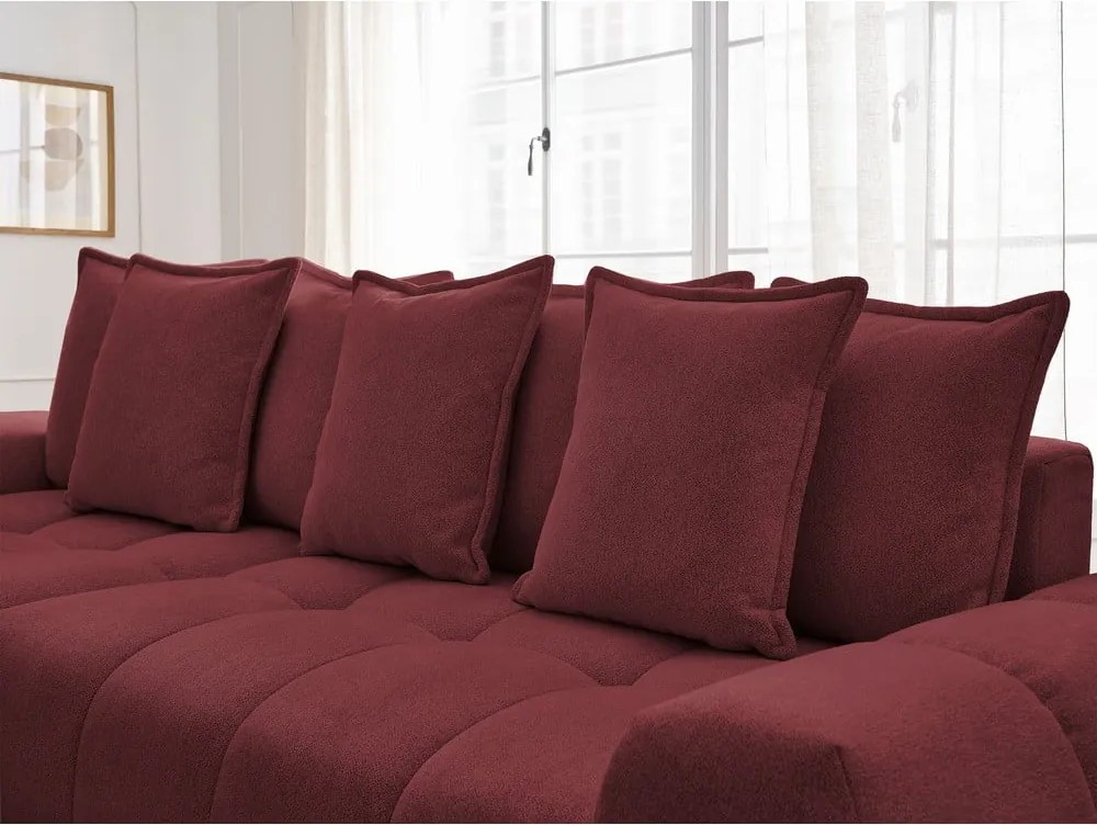 Divano angolare burgundy allungabile e con contenitore (penisola a sinistra/chaise lounge) con rivestimento in ciniglia Everest – Bobochic Paris