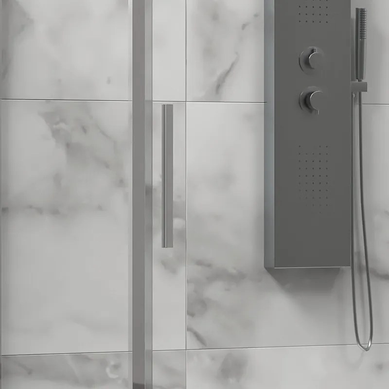 Kamalu - Cabina doccia 3 lati 90x140x90 scorrevole telaio cromato minimale | KLA-4000C