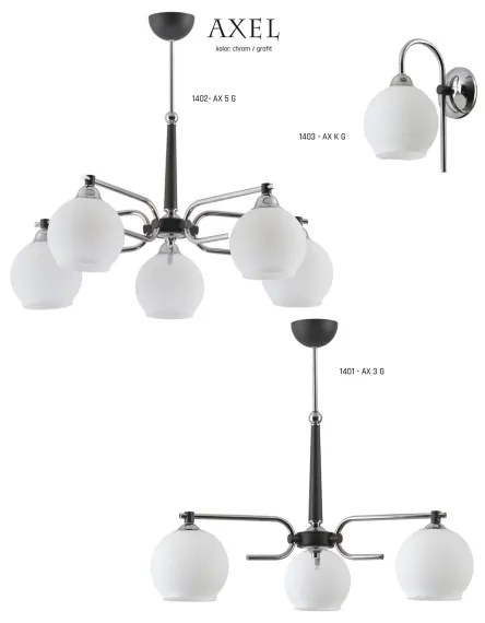 Jupiter 1401 - AX 3 G - Lampadario a sospensione con supporto rigido AXEL 3xE27/60W/230V