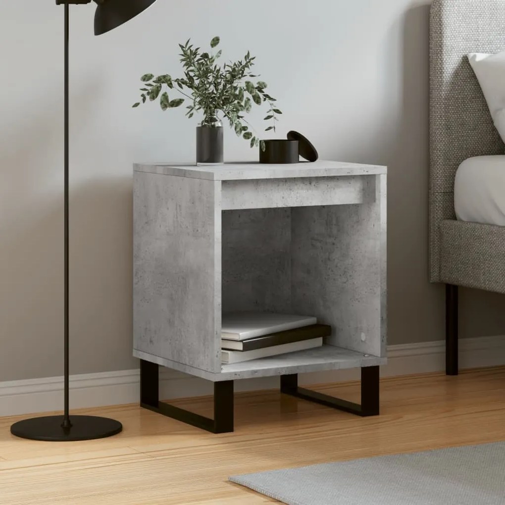 Comodino Grigio Cemento 40x35x50 Cm İn Legno Multistrato /