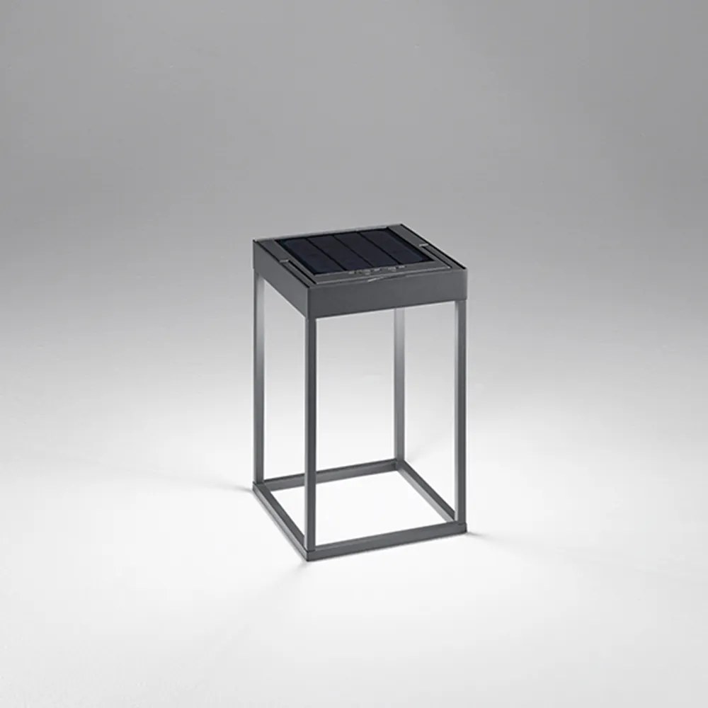 Lampada Da Tavolo Piccola Esterno Cage Contemporanea Alluminio Grigio Led Cct